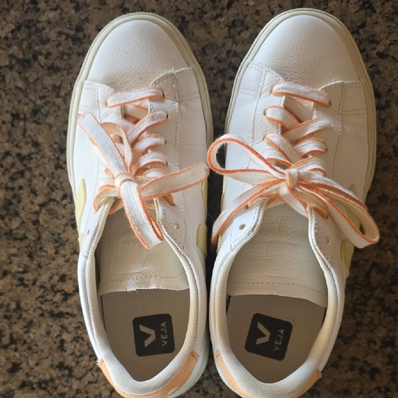 Veja Women's White/Orang/Yellow Sneakers - Picture 5 of 13